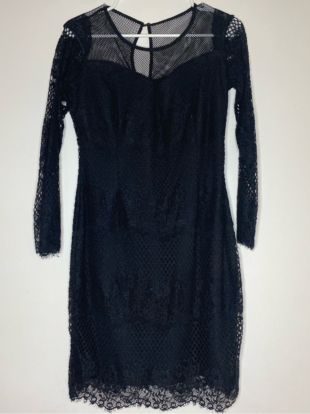 GUESS Black Lace Long Sleeve Dress